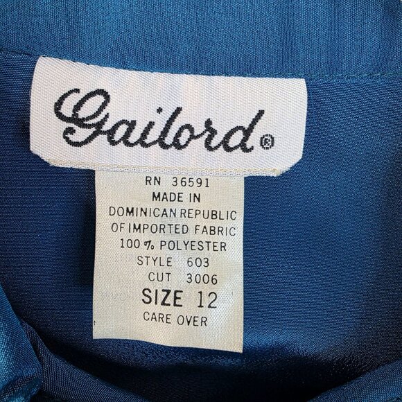 80s Gaylord Pleated Blouse 12 Blue Tassel Feminine Romantic Flowy Whimsical New - Picture 6 of 10